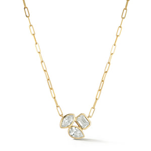 Bezel Set Multi Shape Diamond Necklace