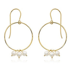Round Dangle Pearl Earrings