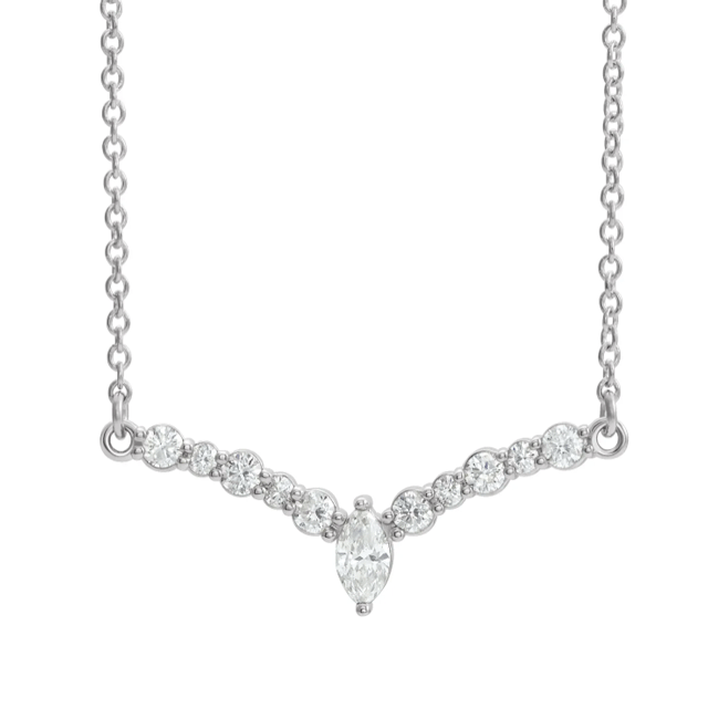 V Shaped Marquise Diamond Necklace