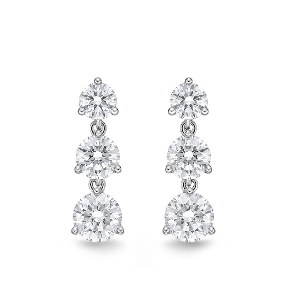 
            
                Load image into Gallery viewer, 3-Stone Diamond Drop Earrings
            
        